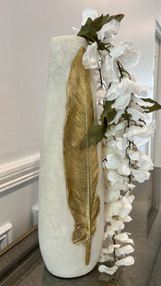 Jalina resin Quartz vase gold foil leaf