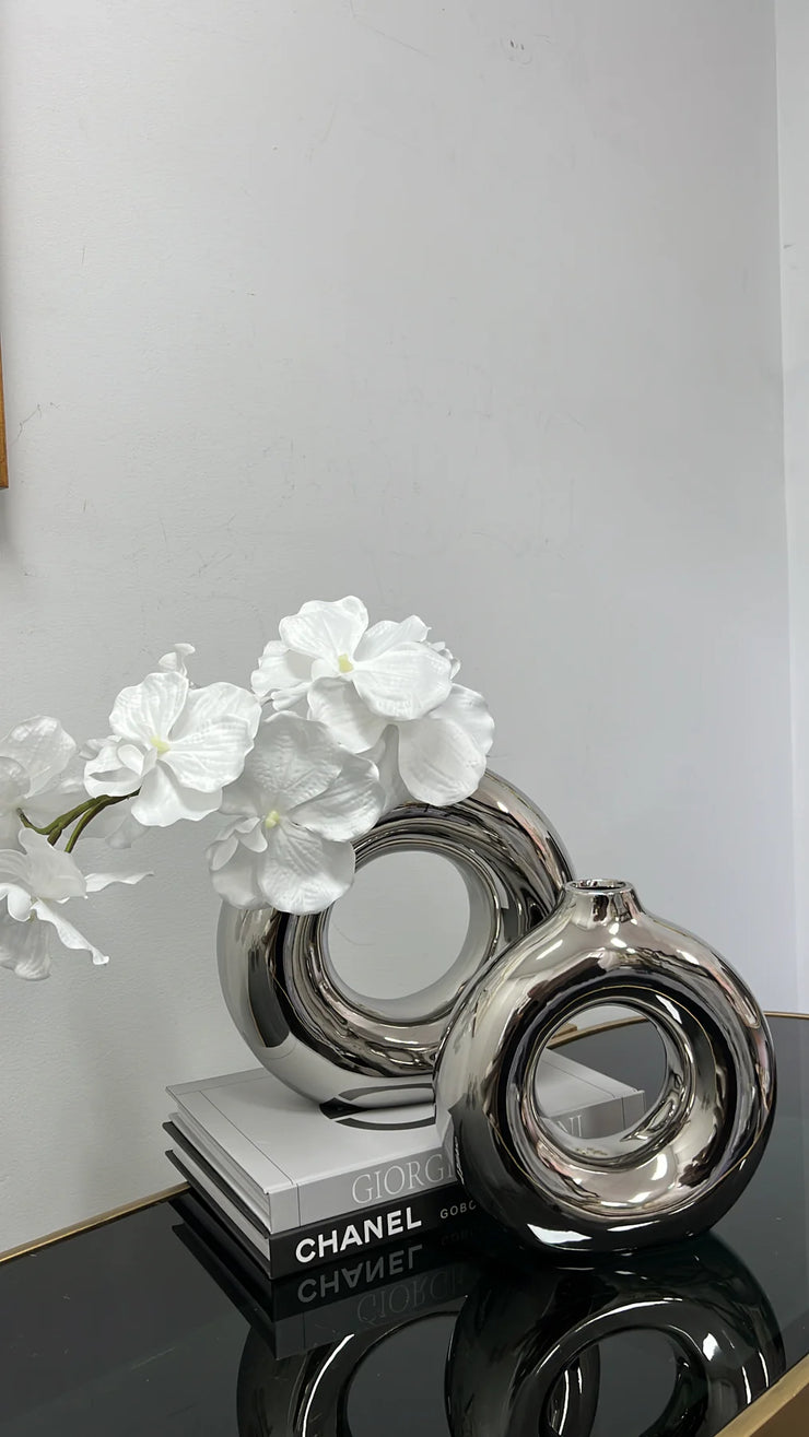 Silver round vase