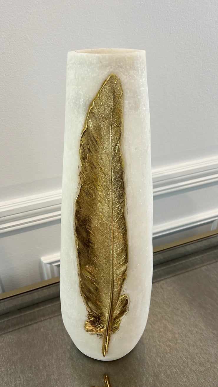 Jalina resin Quartz vase gold foil leaf