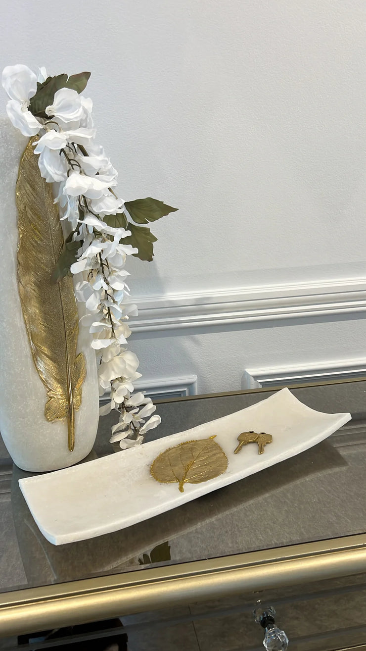 Lara resin Quartz gold foil leaf plate