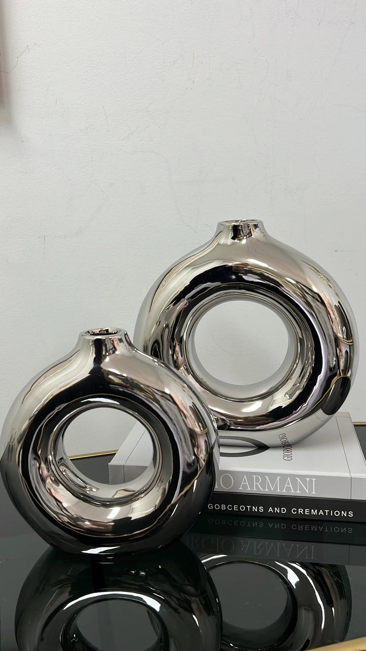 Silver round vase