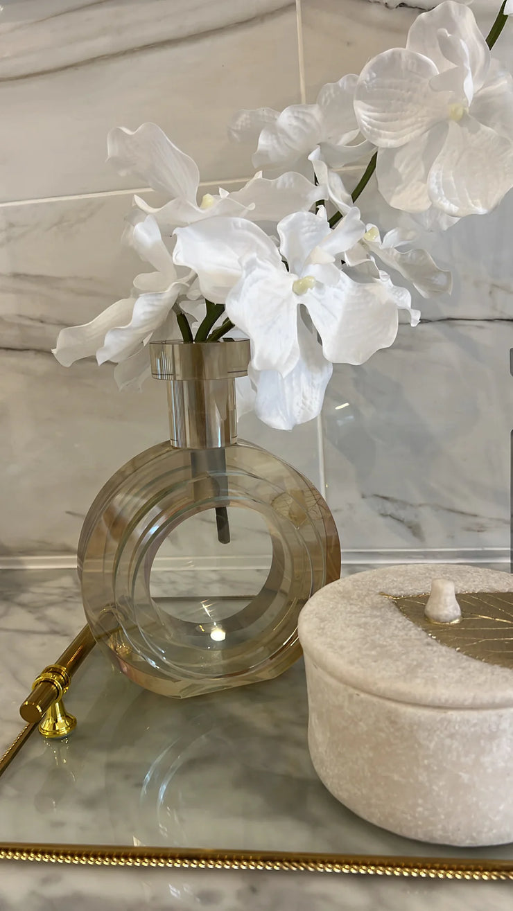 Amber crystal glass vase